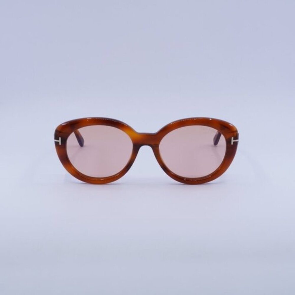 Tom Ford Lily-02 FT1009 53Y Sunglasses Havana Oval Frame, Pink Lenses - Picture 3 of 9